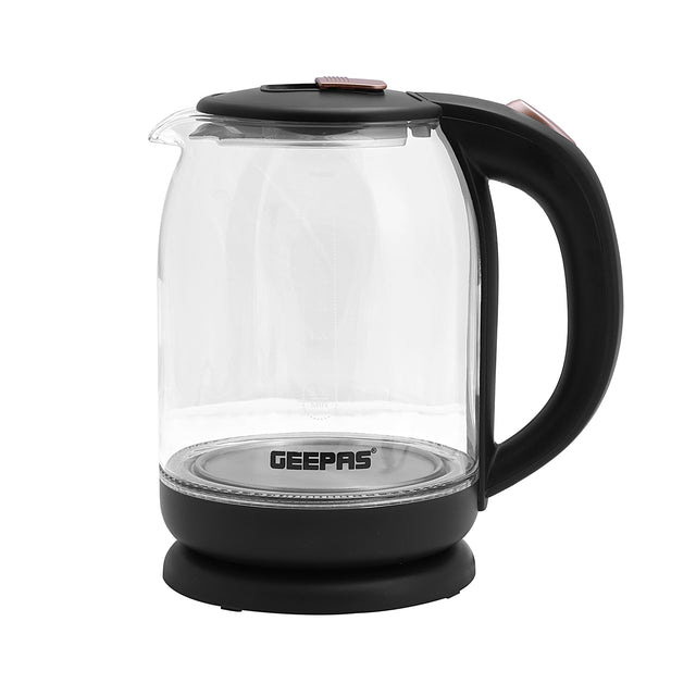 1.8 liter Electric Glass Kettle| Boil Dry Protection and Automatic Cut-Off | Perfect for Boiling Water, Milk, Tea| 1500 W Cool Touch Handle, Rotational Base, and Easy Clean Wide Opening| 2 Years Warranty 1.8 L 1500 W GK9901B Black/Clear