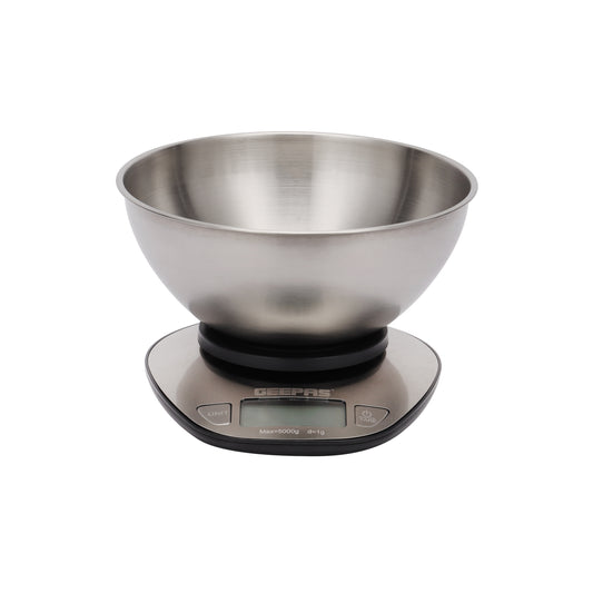 Geepas S/S Pane Digital Kitchen Scale with Overload Indicator, 5 kg Capacity