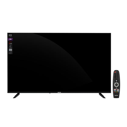 تلفزيون ذكي 55 بوصة بدقة 4K فائقة الوضوح مع نظام Google TV: كروم كاست مدمج، تقنية Dolby Audio، جهاز تحكم صوتي، وميزة مشاركة الشاشة عبر Wi-Fi | منافذ HDMI/USB فائقة الجودة