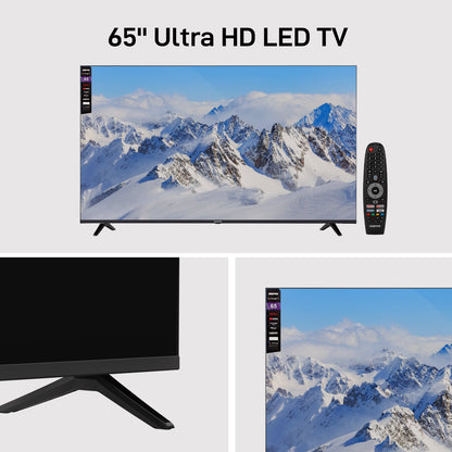 تلفزيون ذكي 65 بوصة Ultra HD LED يعمل بنظام Google TV، مزود بتقنية Dolby Audio، وChromecast، وتطبيقات مرخصة، ومنافذ متعددة
