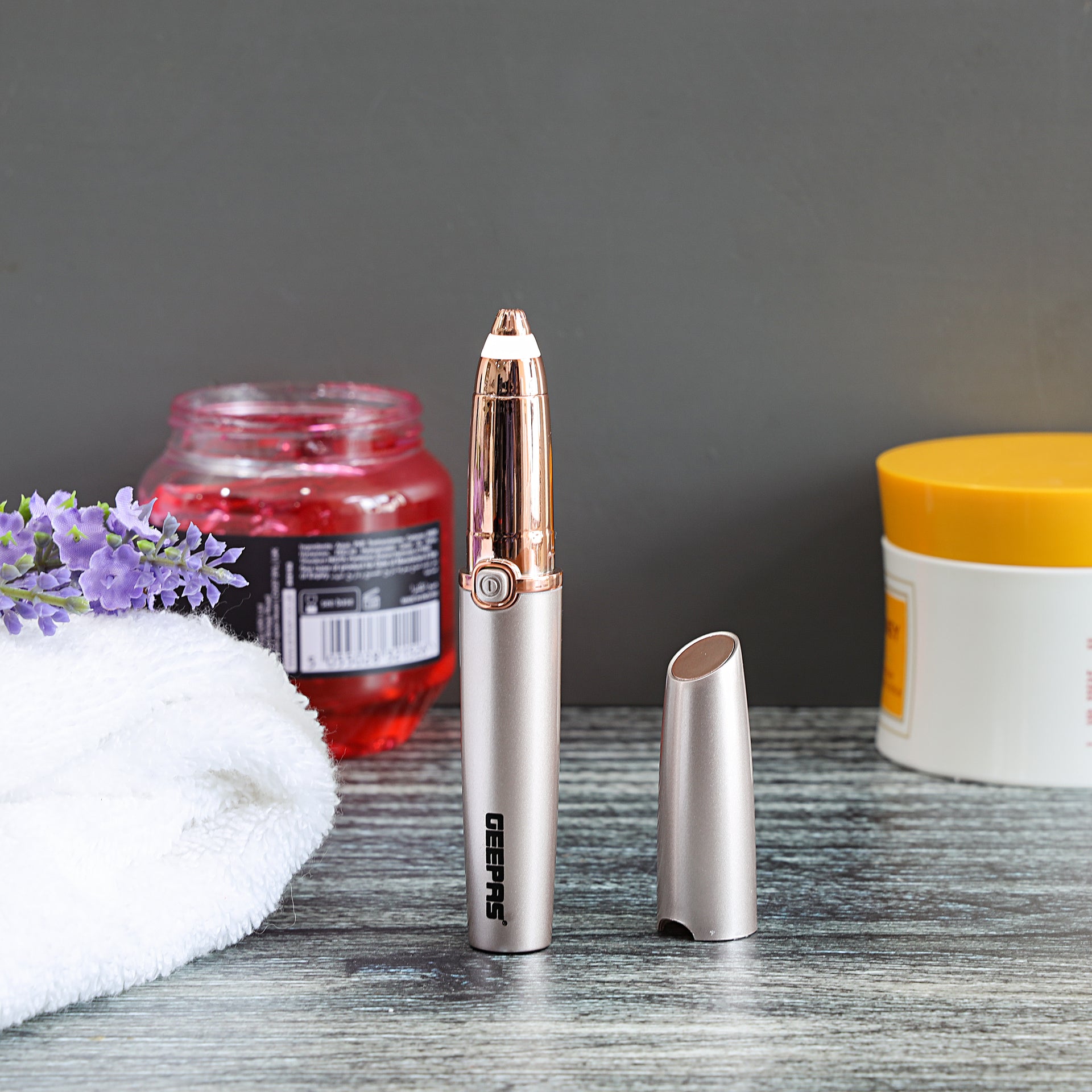 Eyebrow Trimmer- GLS86040, Ergonomic Design With Precision Tip And Comfortable Grip, Equipped Built-In Light Indicator Rose Gold 9.2cm