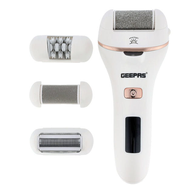 4-in-1 Rechargeable Ladies Epilator Kit – Hair Shaver, Epilator & Callus Remover, 2 Speed Settings, LED Display, USB Charging, White