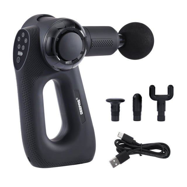 Powerful Massage Gun - 5-Speed, LED Indicator, Folding Design (3 Angles) - Includes 4 Heads - Muscle Relief & Full Body Relaxation