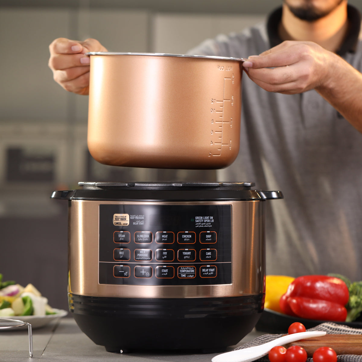 Geepas 6.0 L Digital Multi Cooker- GMC35052/ LED Display, 10 One Touch Operation, Stainless Steamer Steamer/ Faster Cooking and Energy Efficient/ Perfect for Preparing Meat, Rice, Vegetable, Steaming, etc./ 2 Years Warranty, Black