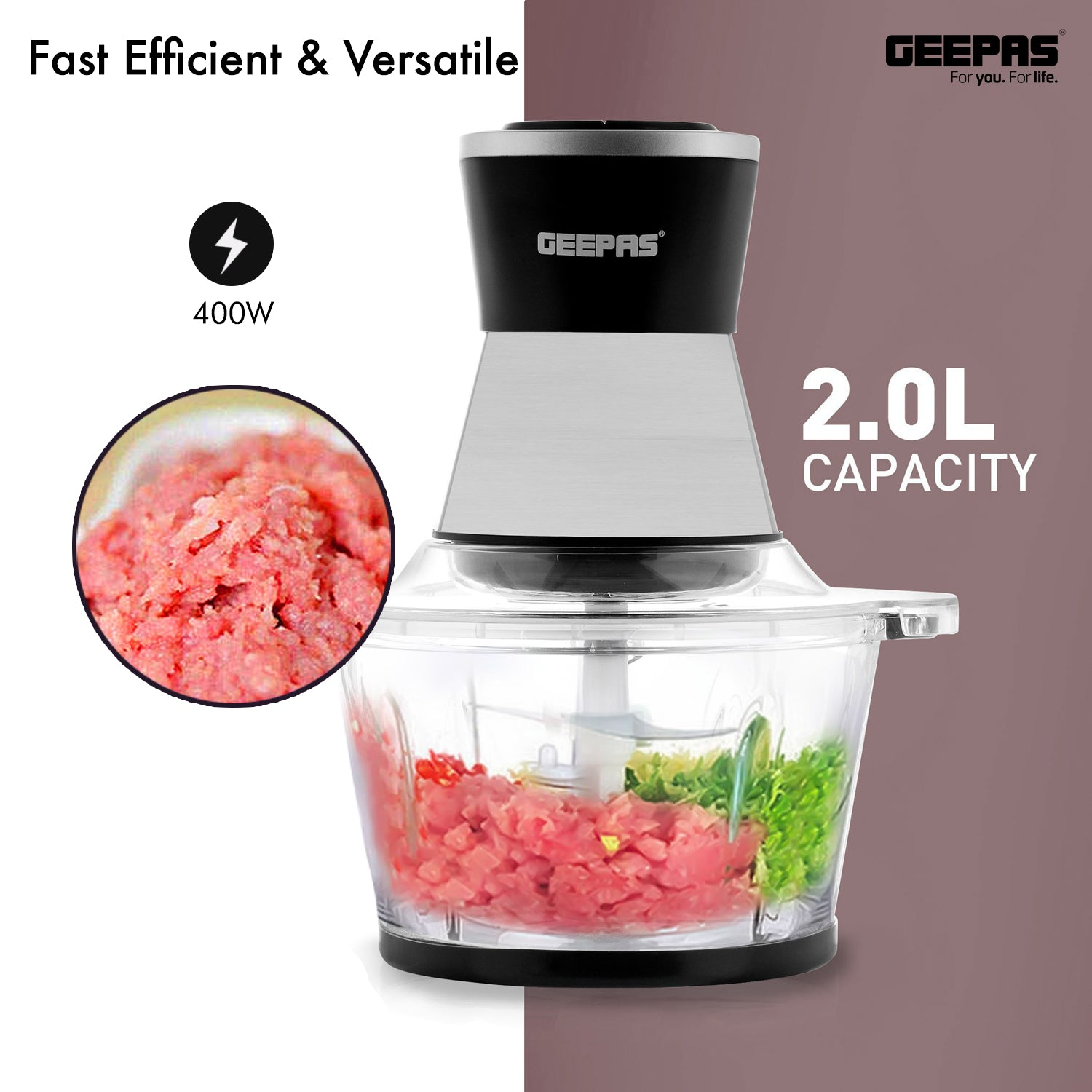 Geepas Multi Choppr/4Pcs SS blade/2.0L/500w 1x6