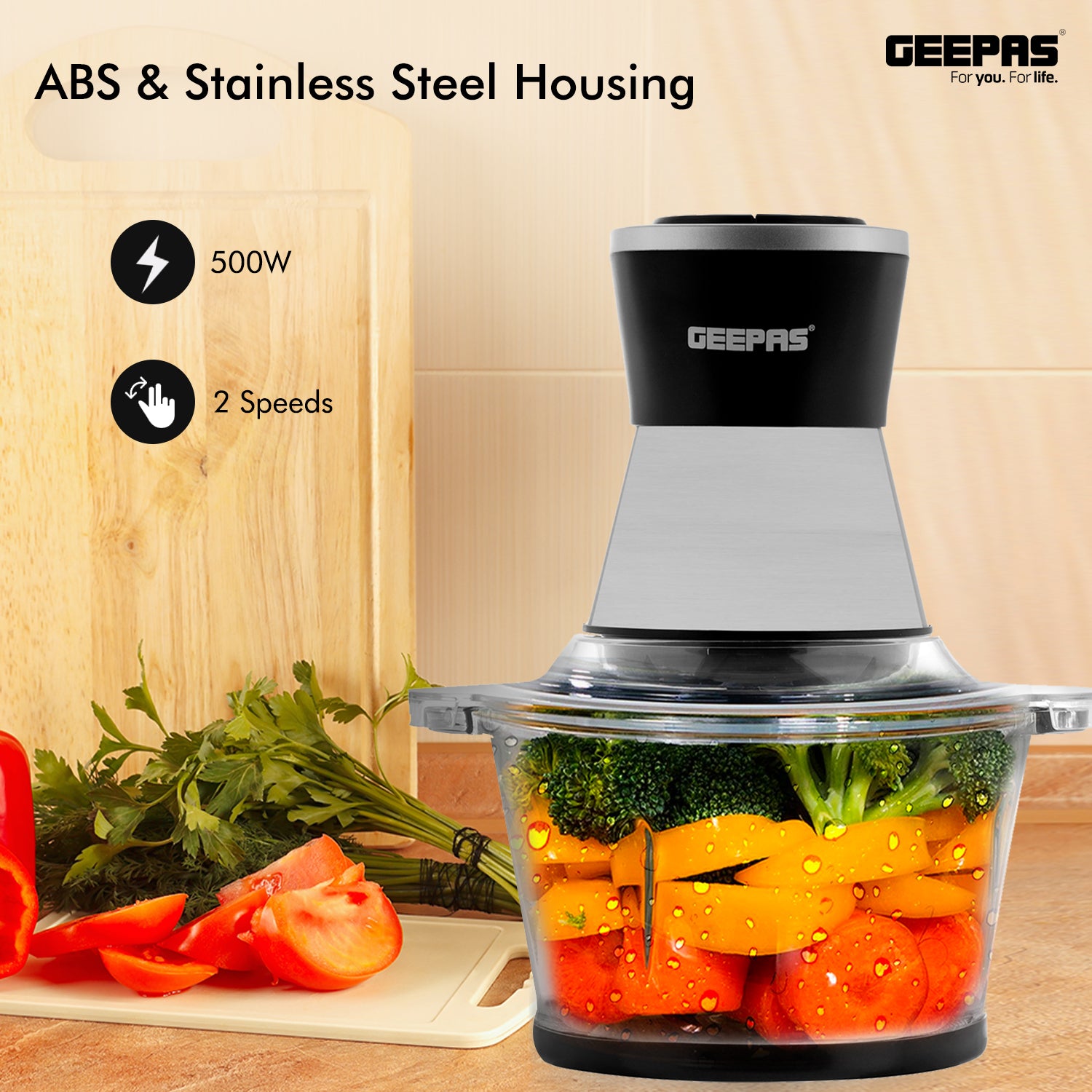 Geepas Multi Choppr/4Pcs SS blade/2.0L/500w 1x6