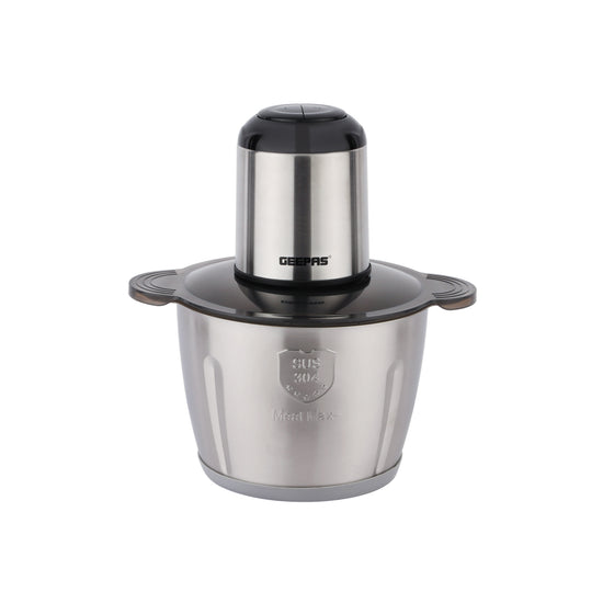 Multi-Functional Electric Food Chopper, Stainless Steel Double Blade, 3-Speed Control, Robust Stainless Steel Housing & Gear System, Overheat/Safety Protection, Anti-Slip Base, AC 220-240V, 50/60Hz, 3 L 3 L 500 W GMC42025N Black/Silver