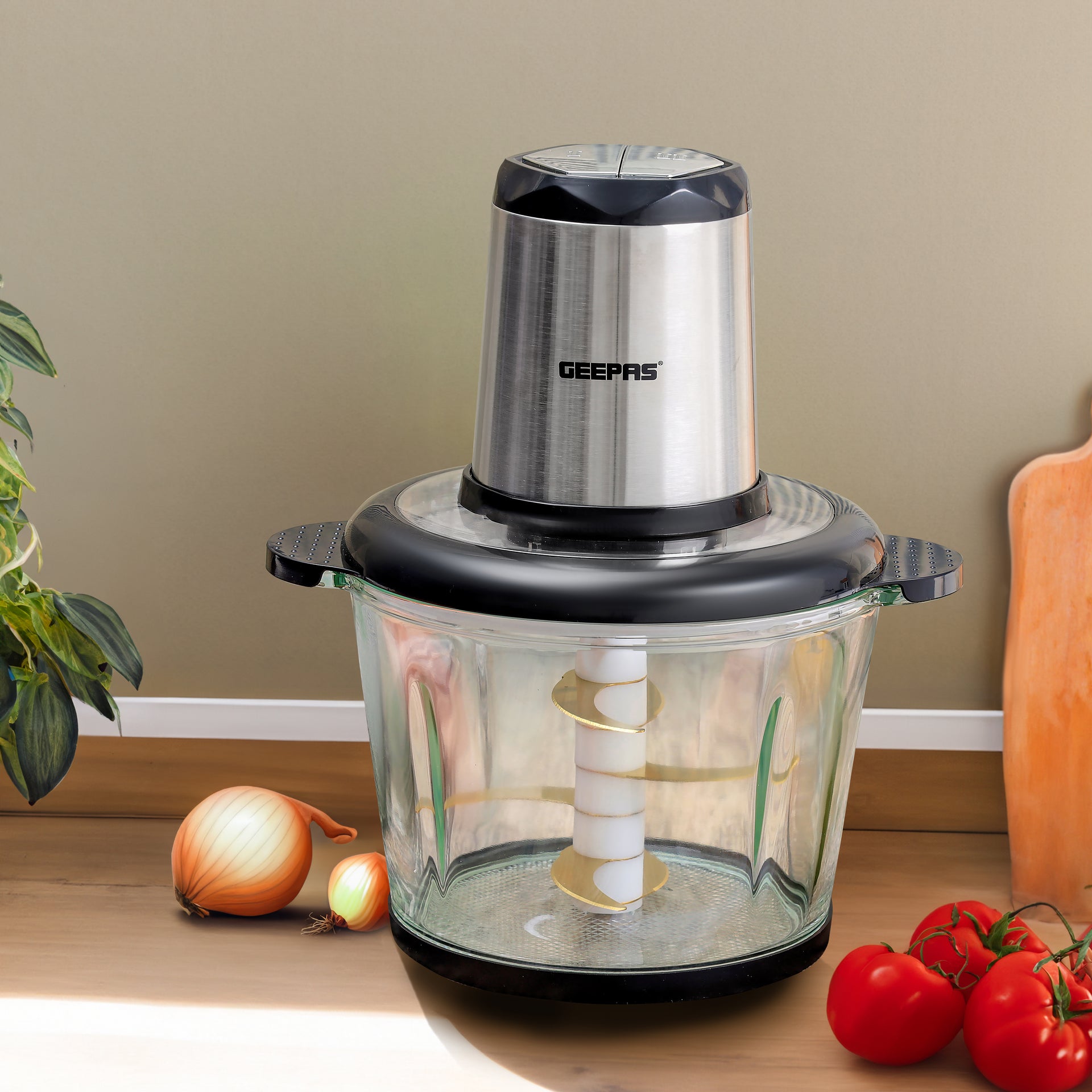3.0 liter Multi Chopper Compact Multi-Purpose Chopping Machine, Mincing Function, Coarse and Fine/ Stainless Steel Housing, Cutter Pole and Gear, Suitable for Vegetables, Fruits, Meat 3 L 500 W GMC42029 BLACK AND SILVER