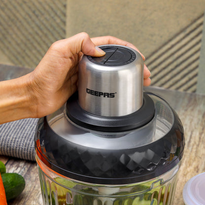 Multi Chopper 1 Machine, Compact Multi-Purpose Chopping Machine, Mincing Function, Coarse and Fine/ Stainless Steel Housing, Cutter Pole and Gear, Suitable for Vegetables, Fruits, Meat 2.5 L 500 W GMC42030 Black/Silver