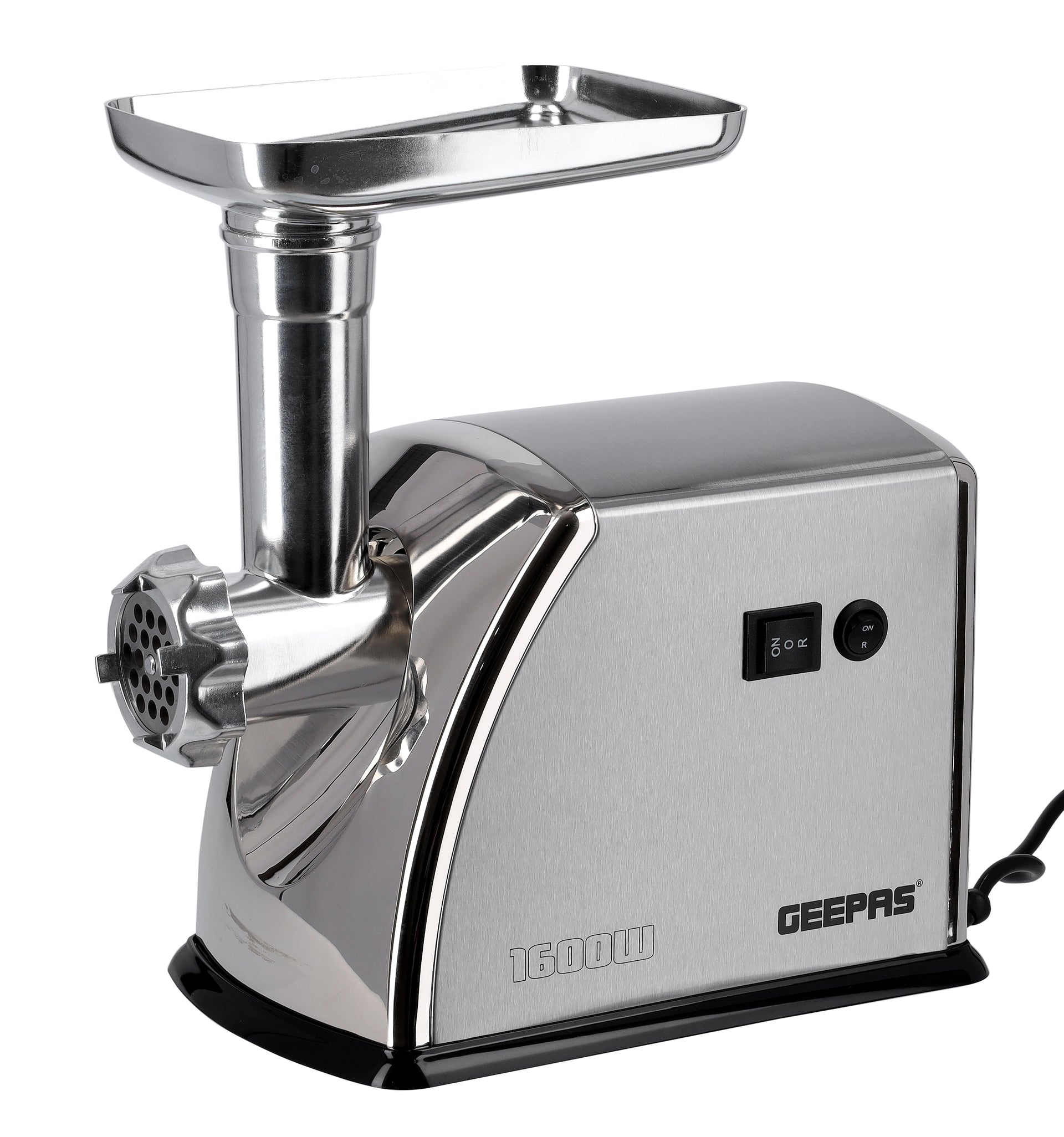 Meat Grinder Electric Aluminum Gearbox - 3 Metal Stainless Steel Cutting Plates, Accessories, Metal Gears, Stainless Steel Blade 1 kg 1600 W GMG1909 Silver