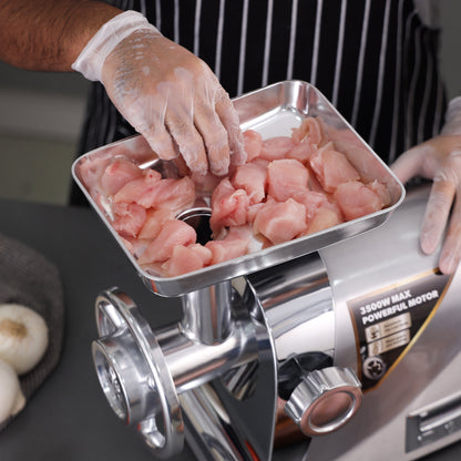 Digital Meat Grinder with Stainless Steel Blades, Copper Motor, and Reverse Function, Perfect for Home Cooking 3500 W GMG42505 Silver