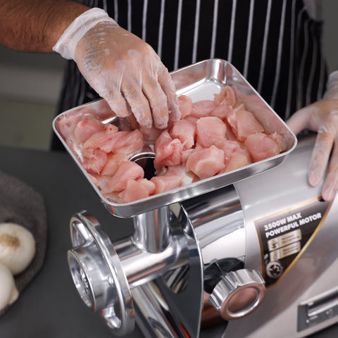 Digital Meat Grinder with Stainless Steel Blades, Copper Motor, and Reverse Function, Perfect for Home Cooking 3500 W GMG42505 Silver