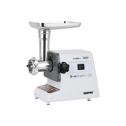 Electric Meat Grinder ,Mincer, Reverse Function, Metal Cutting Plates, Accessories, Metal Gears, Stainless Steel Blade,1kg Capacity 800 W GMG767 White/Black/Silver