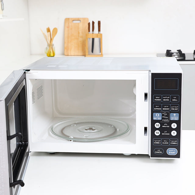 Digital Microwave Oven - Microwave Oven with Multiple Cooking Menus |Reheating & Defrost Function |Child Lock |Digital Controls 27 L 1400 W GMO1876 Silver