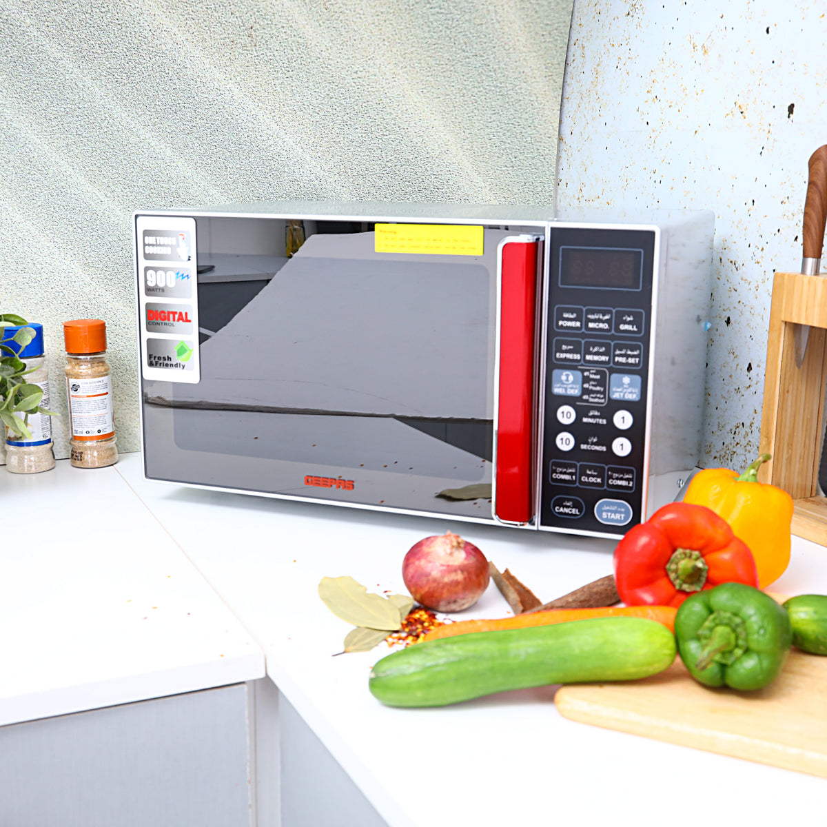 Digital Microwave Oven - Microwave Oven with Multiple Cooking Menus |Reheating & Defrost Function |Child Lock |Digital Controls 27 L 1400 W GMO1876 Silver