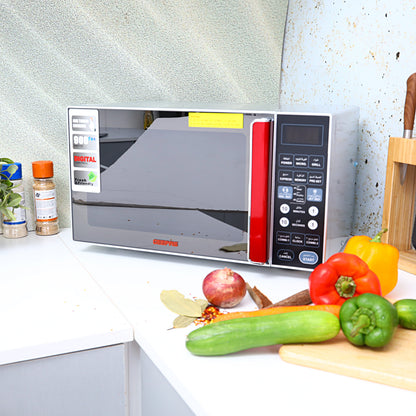 Digital Microwave Oven - Microwave Oven with Multiple Cooking Menus |Reheating & Defrost Function |Child Lock |Digital Controls 27 L 1400 W GMO1876 Silver