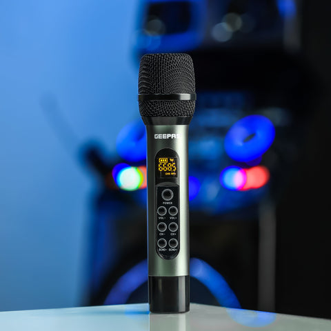 Professional UHF Wireless Microphone - Metallic Black Handheld Mic with 30 Selectable Frequencies & 100ft Range | High-Quality Sound & Low Noise for Singers, Orators & Live Events | 2 Years Warranty