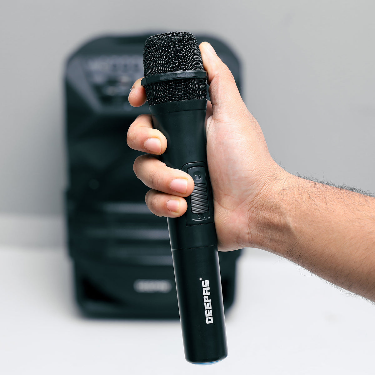 Geepas Rechargeable Professional Speaker- GMS11154| Bluetooth, TWS Function and FM Radio| Includes Two Wireless Microphones and a Remote Control| 60000W PMPO, Woofer: 15"| Recording Function, LED Display| Black, 2 Years Warranty