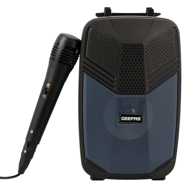 Portable Bluetooth Speaker With Microphone | Large Circle Dazzle LED Light Black/ Blue Black/ Blue