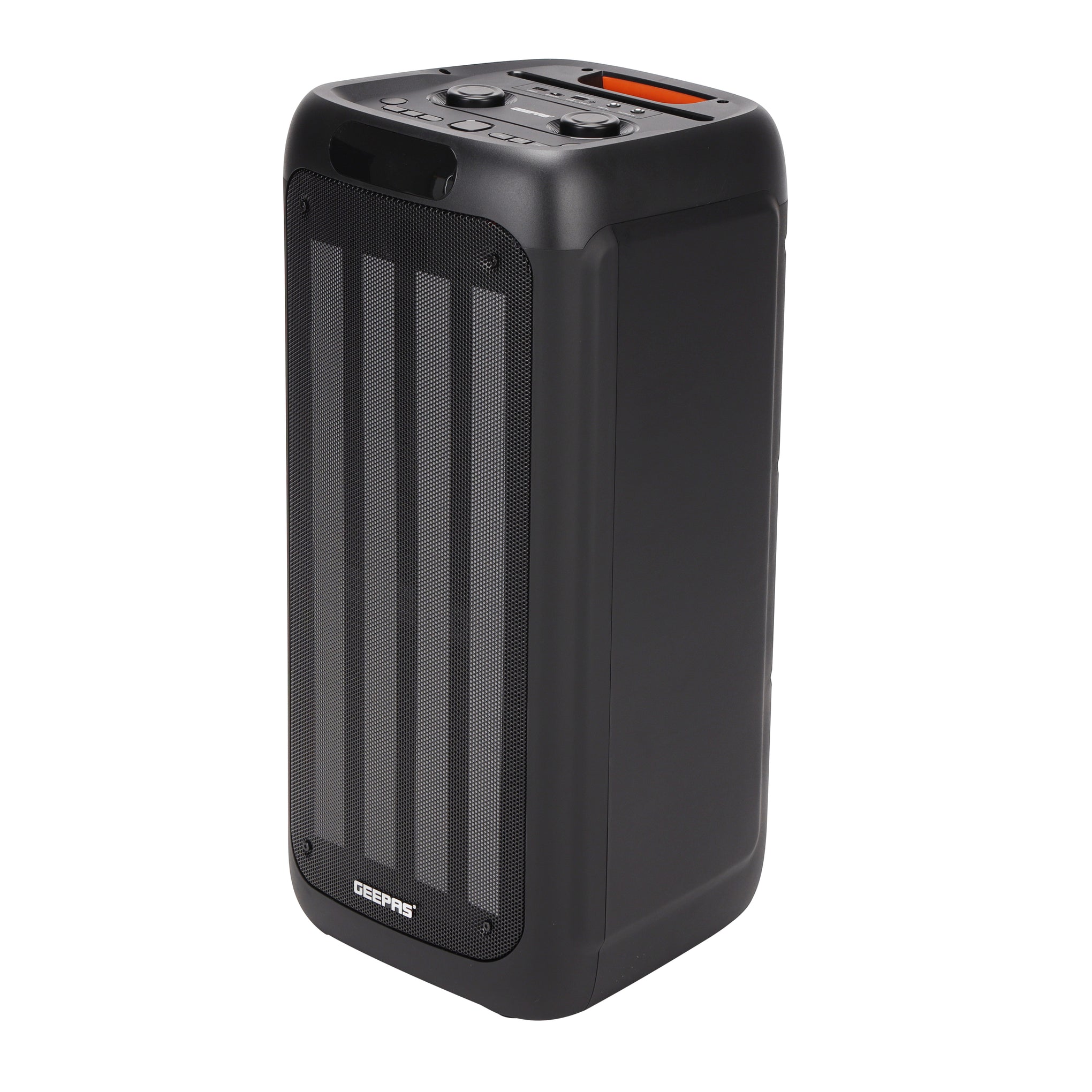 Geepas Rechargeable Professional Speaker- GMS11160| Bluetooth, TWS Function and FM Radio| Includes a Wireless Microphone and a Remote Control| 80000W PMPO, Woofer: 8"x2, Tweeter: 2"| Recording Function, LED Light Control| Black, 2 Years Warranty
