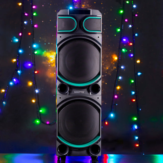 Geepas Rechargeable Professional Speaker, GMS11170, Black/Green.