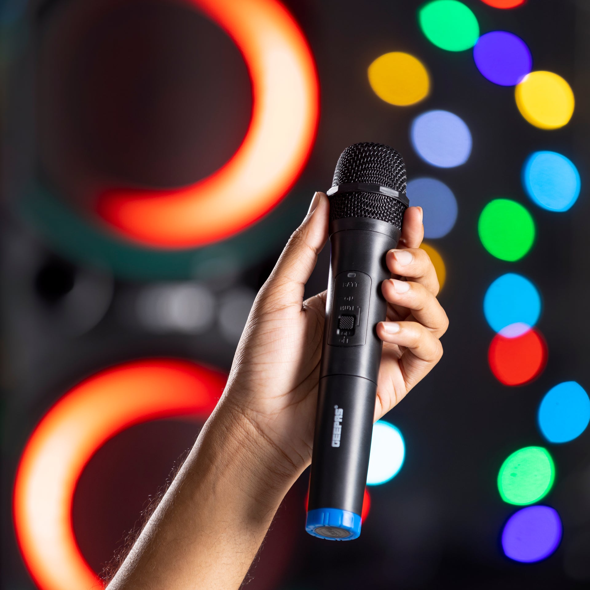 Geepas Rechargeable Professional Speaker, GMS11170, Black/Green.