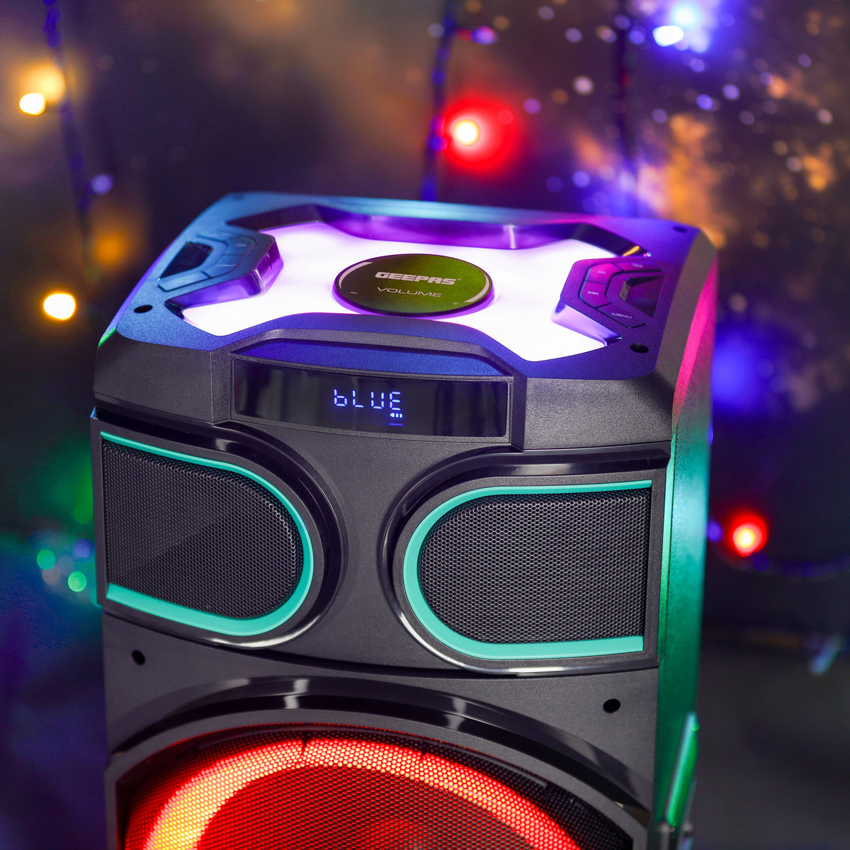 Geepas Rechargeable Professional Speaker, GMS11170, Black/Green.