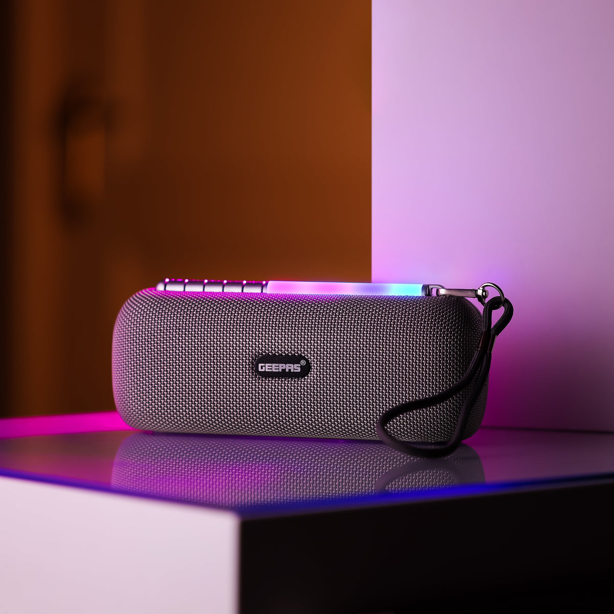 Portable Bluetooth Speaker TWS, FM Radio, Wireless Stereo Rechargeable, Lightweight Grey