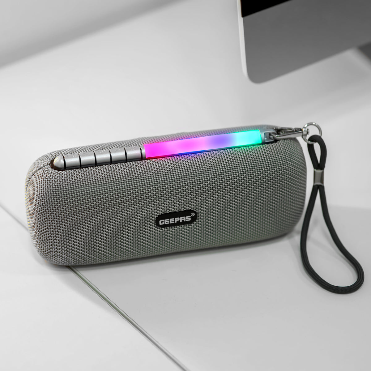 Portable Bluetooth Speaker TWS, FM Radio, Wireless Stereo Rechargeable, Lightweight Grey