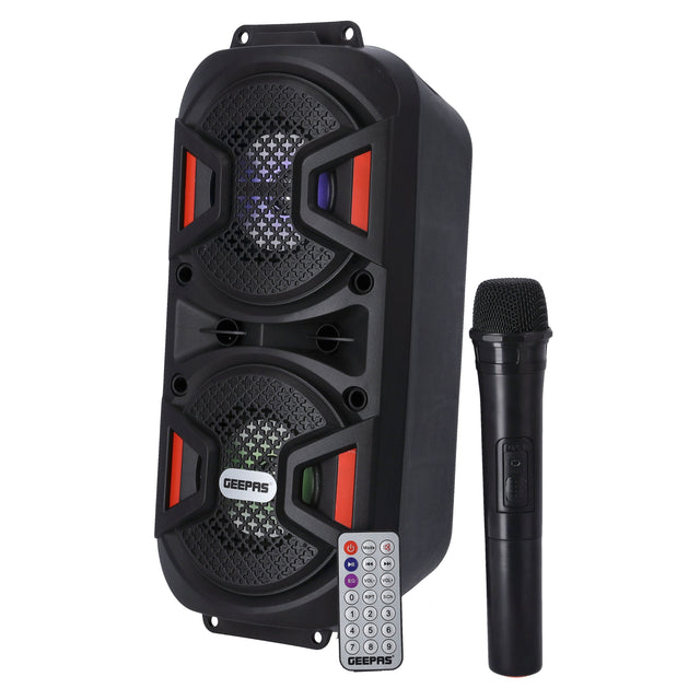 Rechargeable Portable Speaker, Portable Handle with 1500 MAH Huge Battery| TWS Connection & Compatible with BT/ USB/ AUX/ FM/ Micro SD | Ideal for Home, Hotels, Trips & Outdoor Use GMS11187 Black