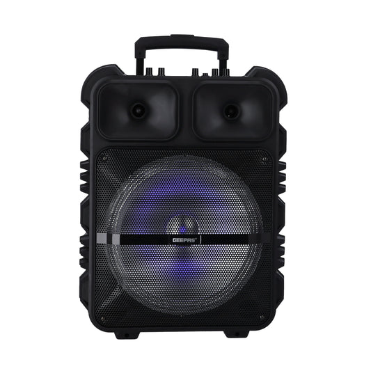 Geepas Portable and Rechargeable Trolley Speaker- GMS11190| 35000W PMPO Party Speaker with Wireless Mic and Remote Control| Bluetooth Connectivity, Recording Functions, Supports AUX, USB, TF, TWS, FM