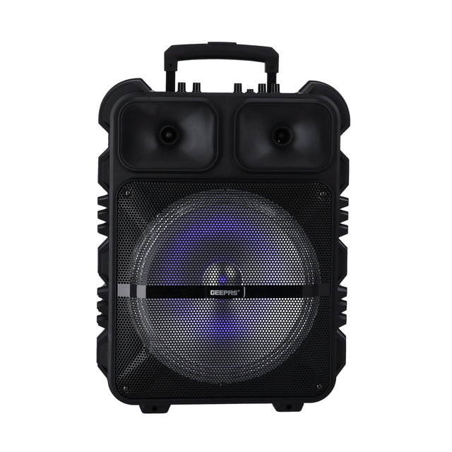 Geepas Portable and Rechargeable Trolley Speaker- GMS11190| 35000W PMPO Party Speaker with Wireless Mic and Remote Control| Bluetooth Connectivity, Recording Functions, Supports AUX, USB, TF, TWS, FM