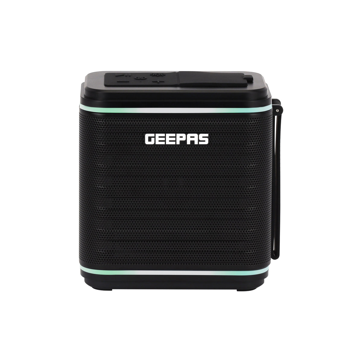مكبر صوت بلوتوث من جيباس - GMS11200 / مدة تشغيل 4-6 ساعات، يدعم TF، USB، AUX، TWS / بطارية قابلة لإعادة الشحن، جودة محسنة، صوت محيطي ستيريو / شريطي إضاءة LED RGB مزدوج، مثالي للحفلات، والنزهات، والترفيه، إلخ / أسود، ضمان لمدة سنتين