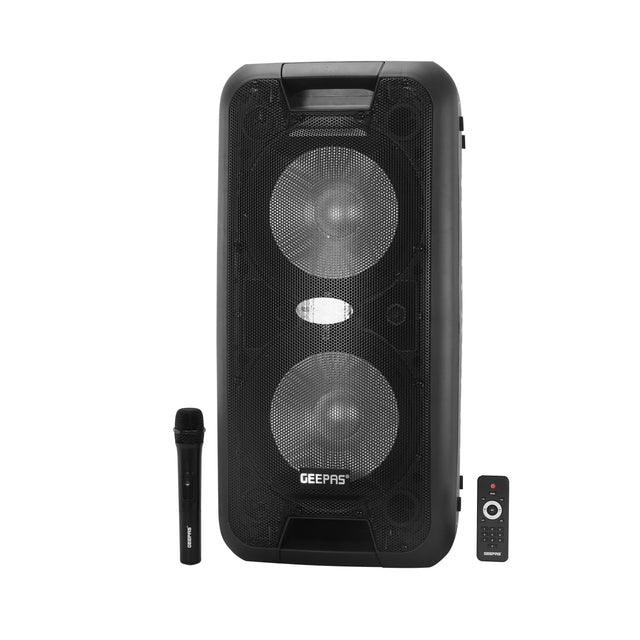 Portable And Rechargeable Professional Speaker- 10 Inch- Wireless Microphones, Battery Rechargeable | 50000 PMPO | Portable Woofer With Trolley Handle Black