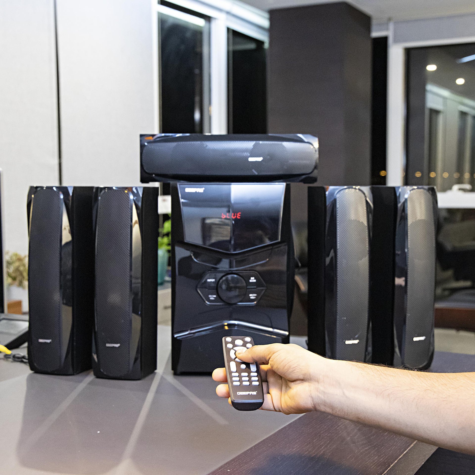5.1 Channel Multimedia Speaker System With Remote Control- FM Radio, Bluetooth, USB Input, SD Card Reader, Karaoke Function| LED Display, 50000W PMPO Speaker Unit| 2 Years Warranty GMS8578 Black GMS8578 Black