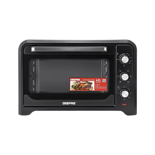 42 L Electric Oven- G04450| Convection And Rotisserie Function, Perfect For Grilling, Toasting And Roasting| 3 Knobs And Temperature 100-250-Degrees Celsius| 60 Minute Timer With Bell| 2000W And 4 Piece Stainless Steel Heaters 42 L 2000 W GO4450 Black