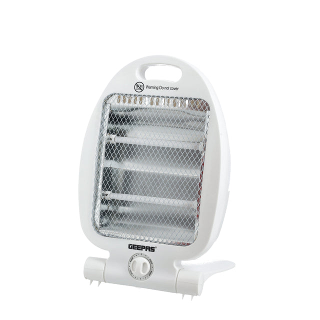 Quartz Heater Adjustable Thermostat Instant Heating Automatic Tip Over Protection Light Weight With Fold Away Stand 800 W GQH28521 White