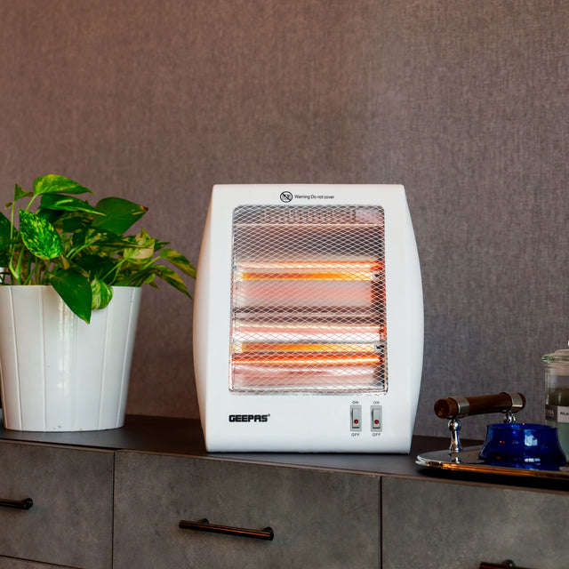 Quartz Heater| High Performance Heater with 2 Heating Power| Quartz Tubes with Instant Heating and Automatic Tip-Over Protection| Long and Equably Heating| Light-Weight and Portable| 2 Years Warranty 800 W GQH28522 White