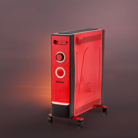 Quartz Heater 2 Heat Settings | Adjustable  Power 1100W / 2200W| Power Indicator Light | 4 Tube Quartz Heater | Wheels For Easy Movement, Safety Switch | 2 Years Warranty 2200 W GQH9108 Red