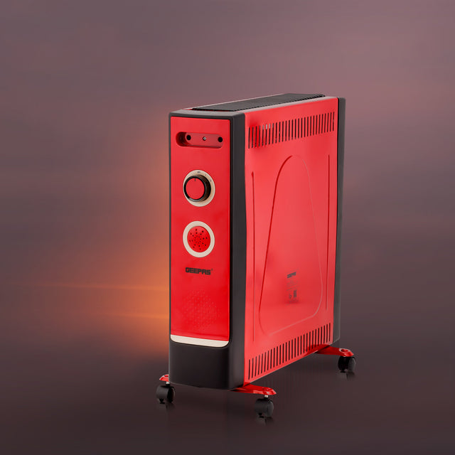 Quartz Heater 2 Heat Settings | Adjustable  Power 1100W / 2200W| Power Indicator Light | 4 Tube Quartz Heater | Wheels For Easy Movement, Safety Switch | 2 Years Warranty 2200 W GQH9108 Red