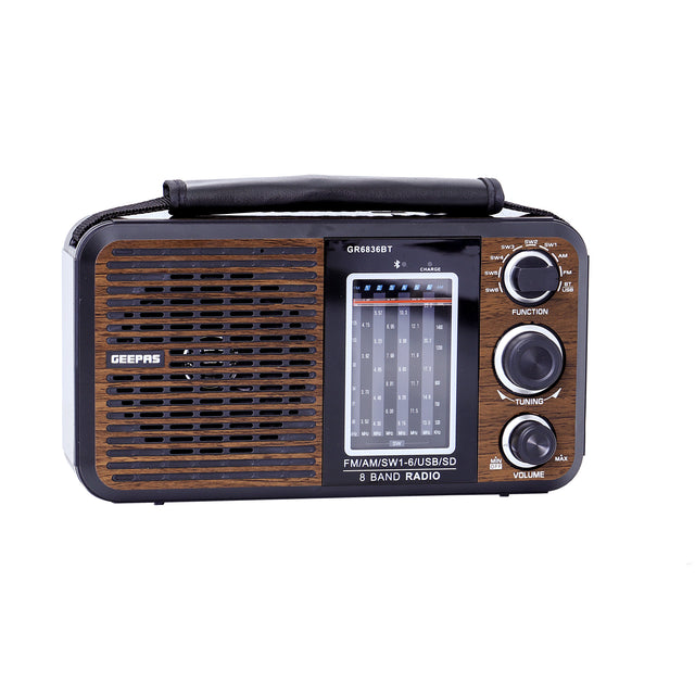 Rechargeable FM Radio With USB - SD Card Slots GR6836 Black