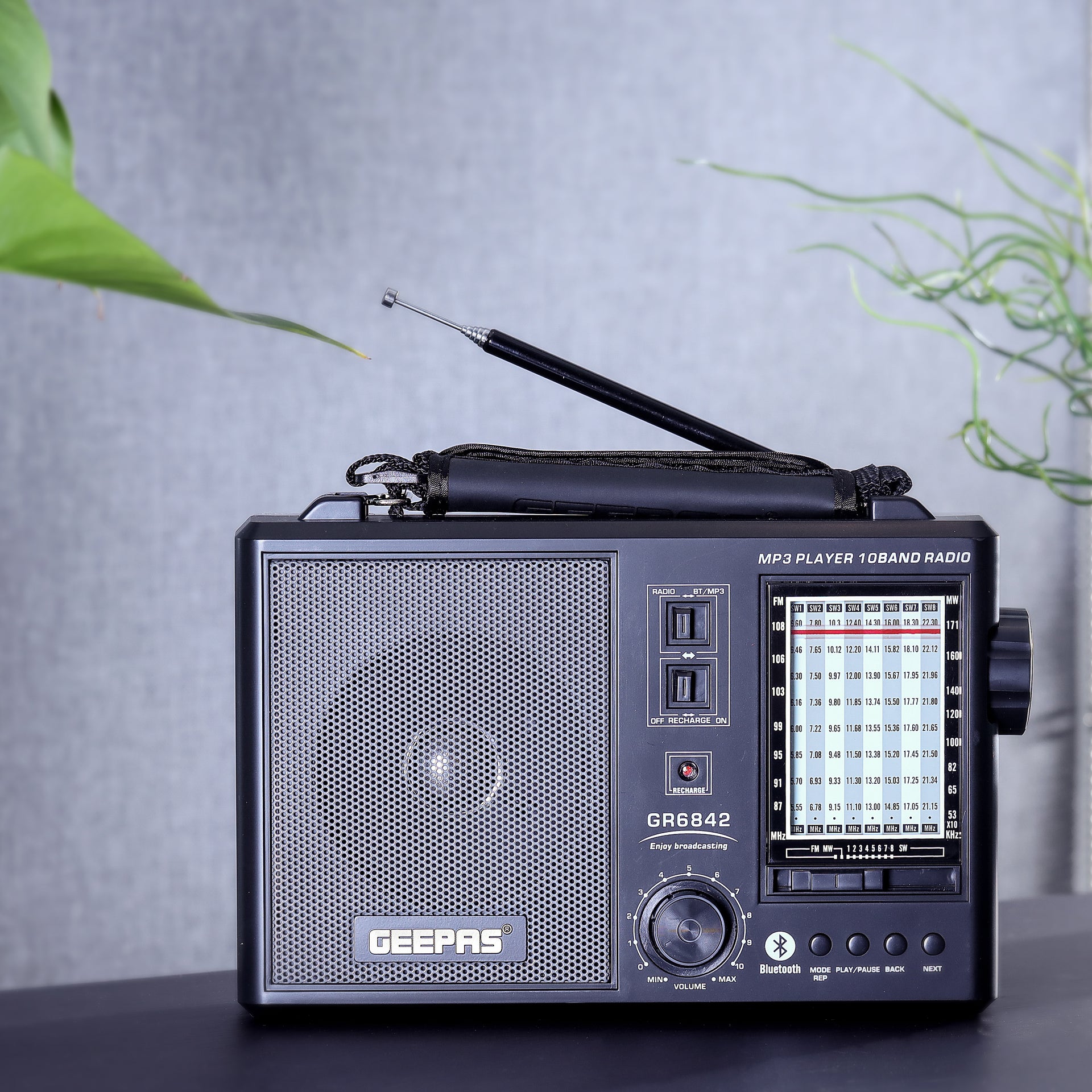 10-Band Rechargeable Radio GR 6842 Grey
