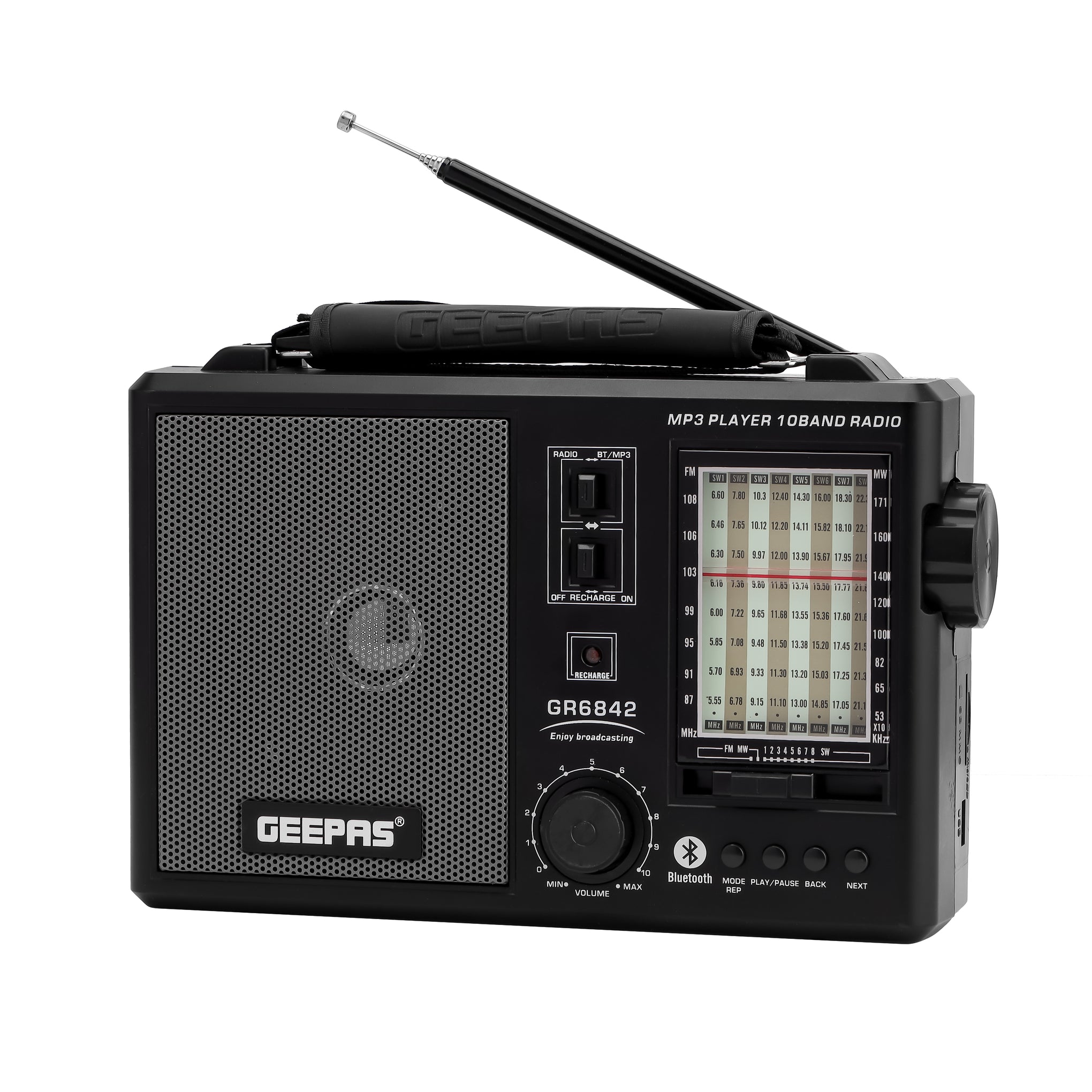 10-Band Rechargeable Radio GR 6842 Grey