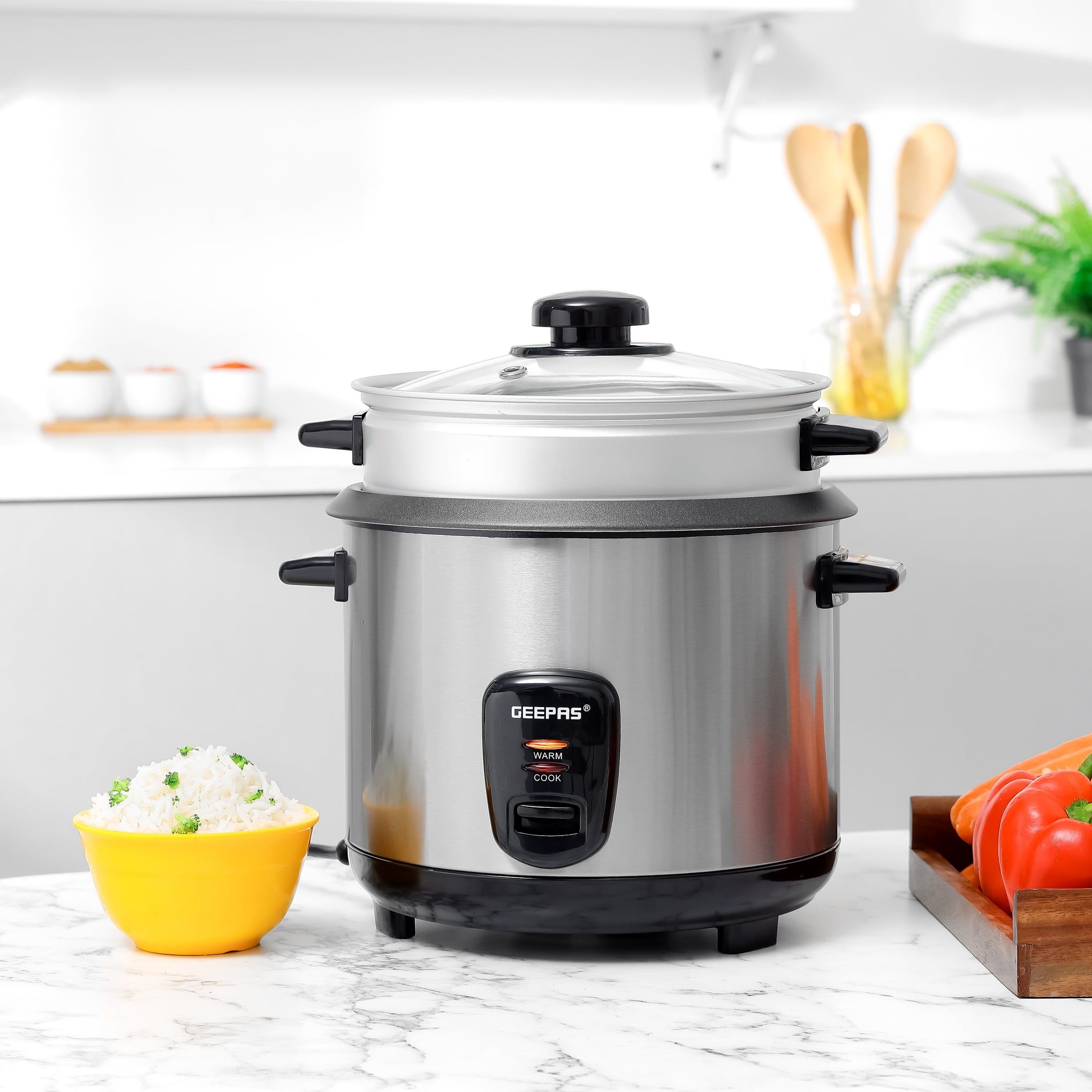 Multi-function Rice Cooker With Removable Non-Stick Inner Pot 1.5 L 500 W GRC35040 Black/Silver