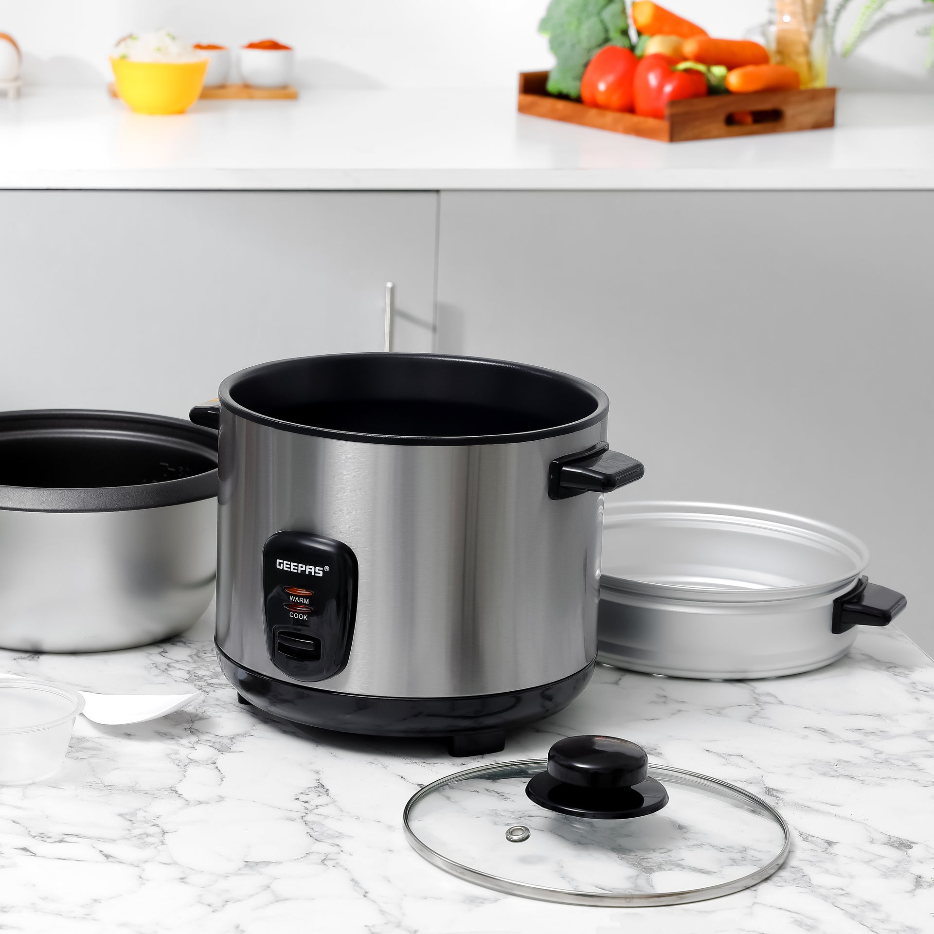 Multi-function Rice Cooker With Removable Non-Stick Inner Pot 1.5 L 500 W GRC35040 Black/Silver