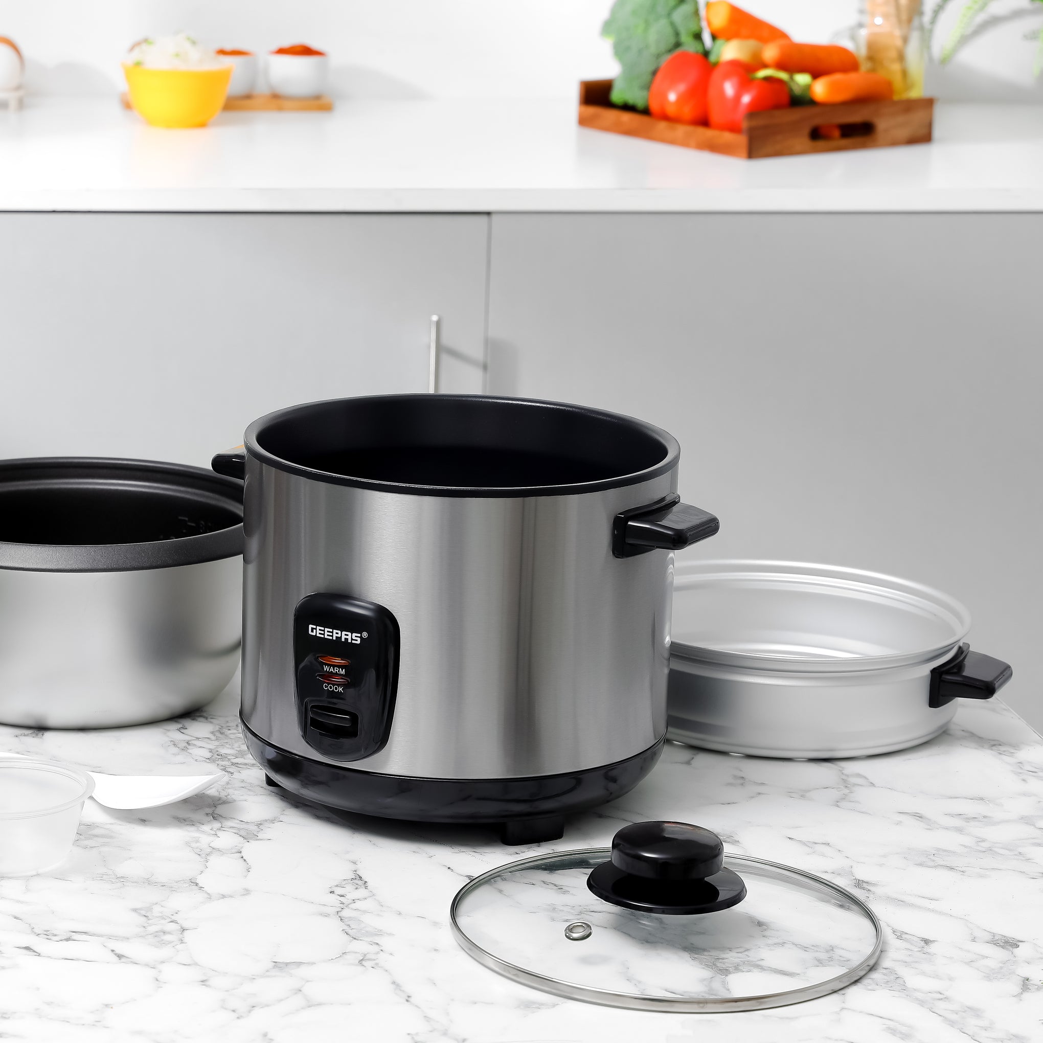 Multi-function Rice Cooker With Removable Non-Stick Inner Pot 1.5 L 500 W GRC35040 Black/Silver