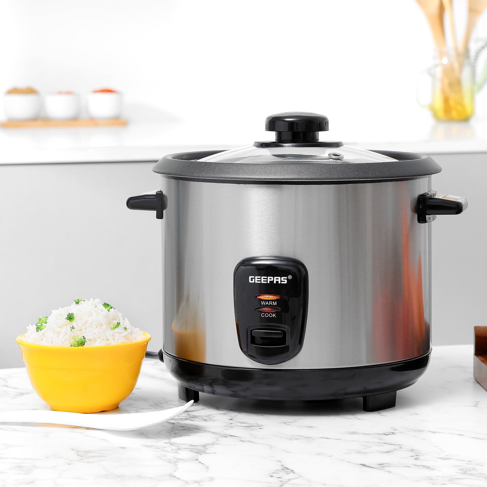 Multi-Function Rice Cooker With Removable Non-Stick Inner Pot And Cool-Touch Handle 1.8 L 700 W GRC35041 Silver/Black