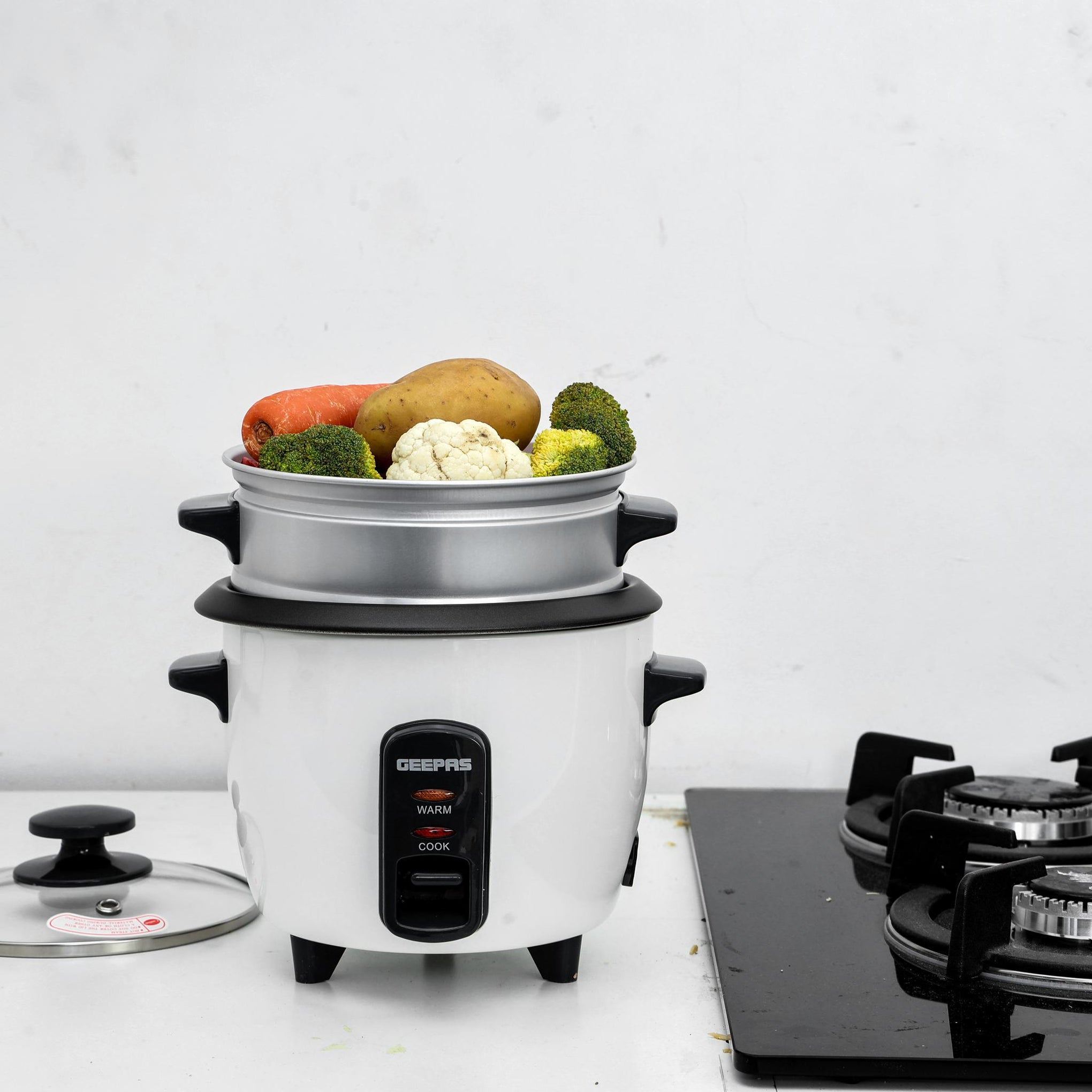 Automatic Rice Cooker 3 in 1 Functions Non-Stick Inner Pot Automatic Shut Off with Overheat Protection 0.6 L 300 W GRC4324N White