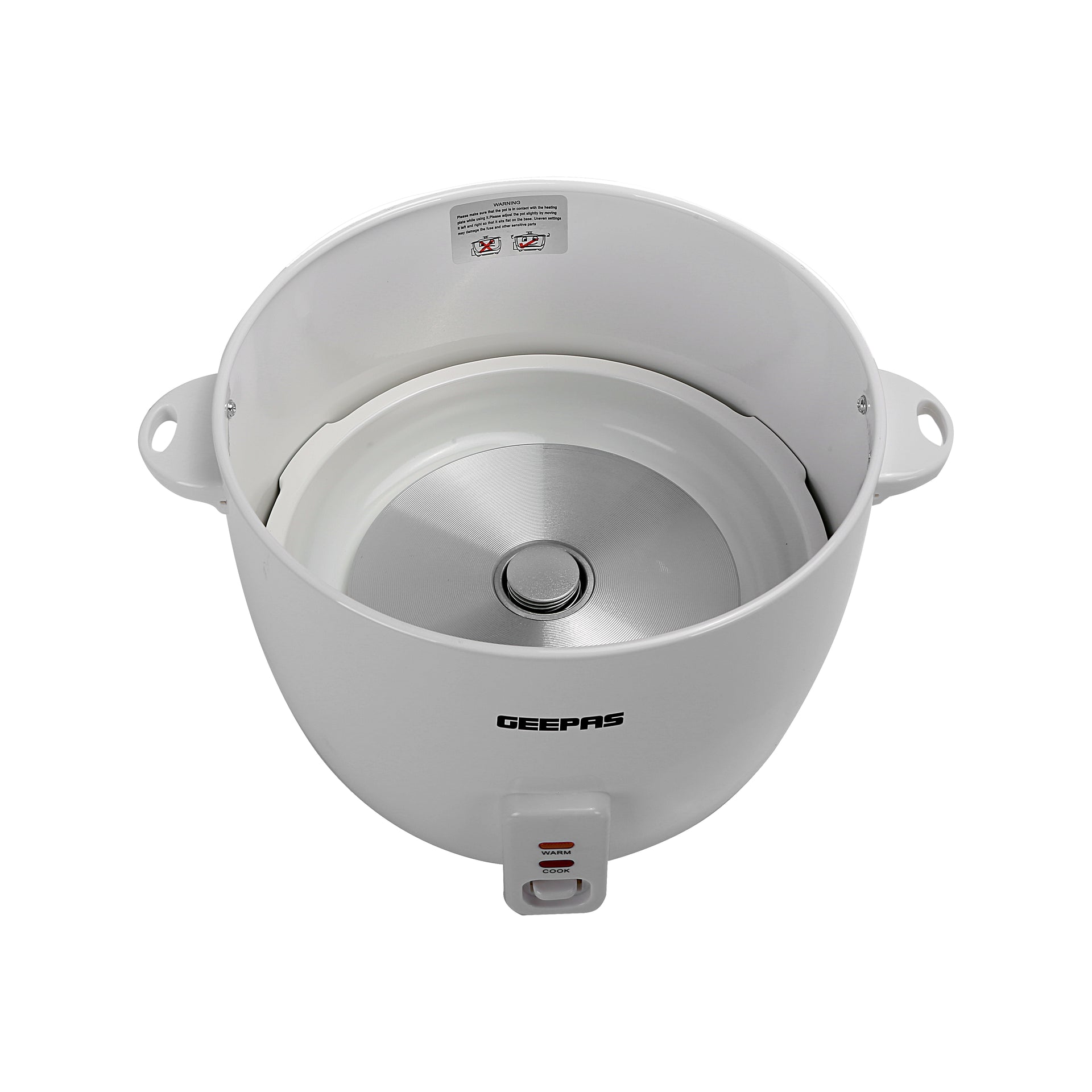 Electric Rice Cooker with Non-Stick Inner Pot and Toughened Glass Lid| Includes Cook, Steam, and Warm Functions| White Powder Coated Housing, Aluminum Outer Steamer 2.8 L 1000 W GRC4327 White/Black