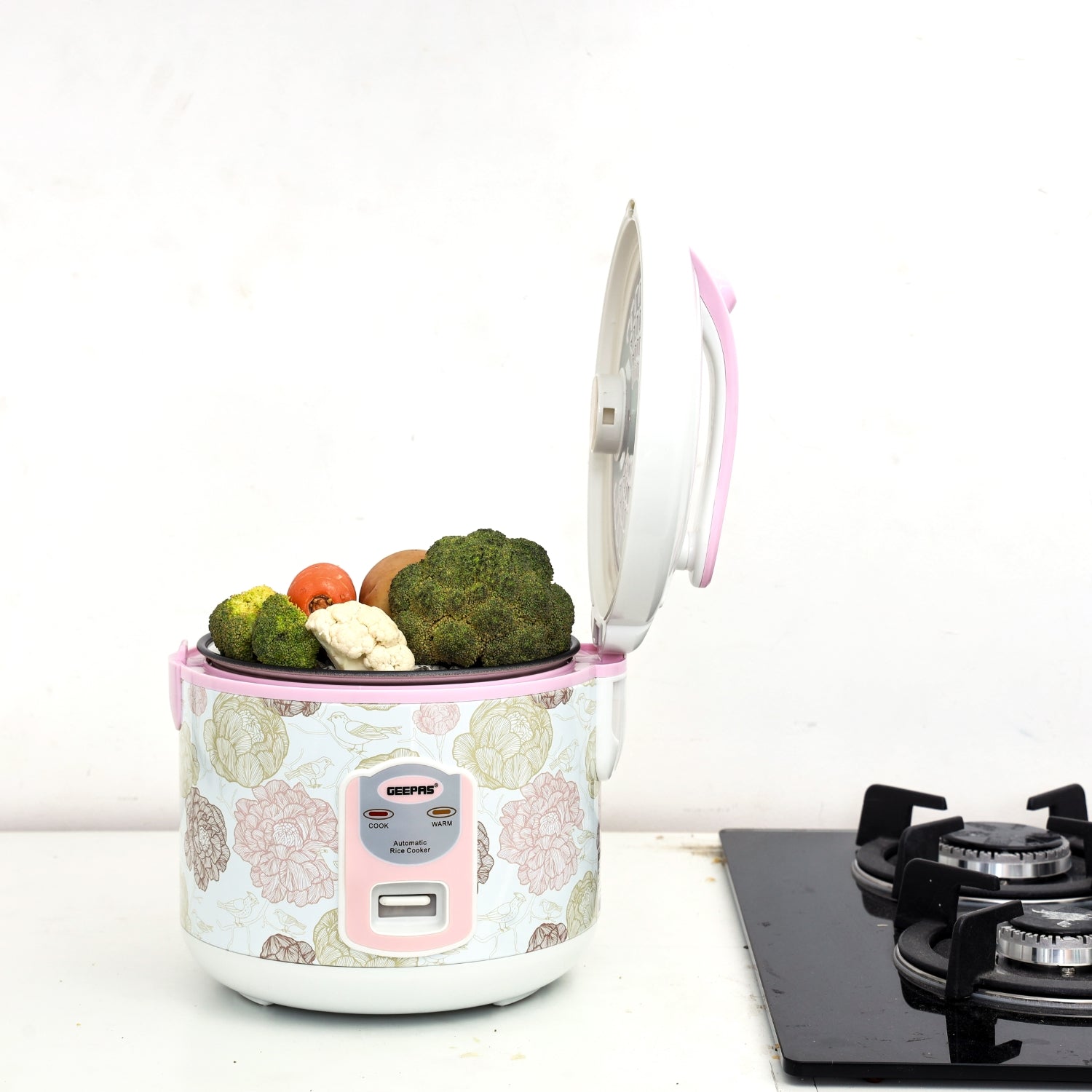 Geepas 1.5 L Electric Rice Cooker with Steamer | 500W | Non-Stick Inner Pot, Automatic Cooking, Easy Cleaning, High-Temperature Protection - Make Rice & Steam Healthy Food & Vegetables